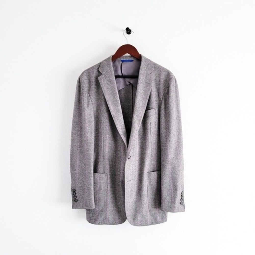 Adrian Jules Sport Coat Flannel Wool Blazer Plaid Gray Purple Mens 43 - Picture 7 of 15